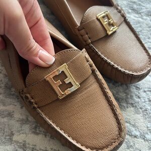 Fendi brown leather loafers